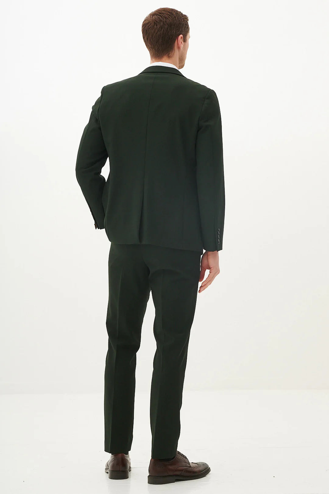 A pair of marine navy check trousers with a Prince of Wales style check pattern, featuring tan buttons and a slim fit.