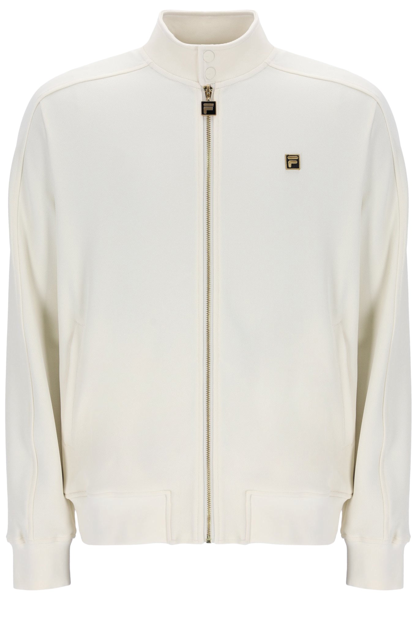 White jacket with brand logo on a white background