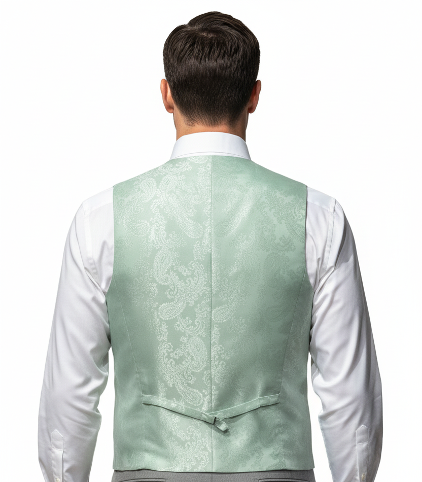 Grey suit on a mannequin against a white background