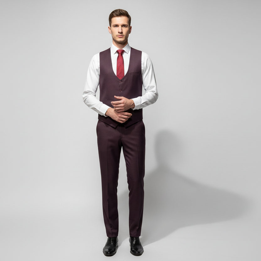 Grey suit on a mannequin against a white background