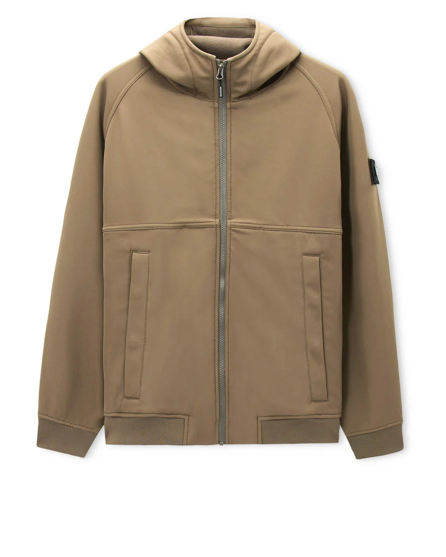 Brown jacket with a hood on a white background