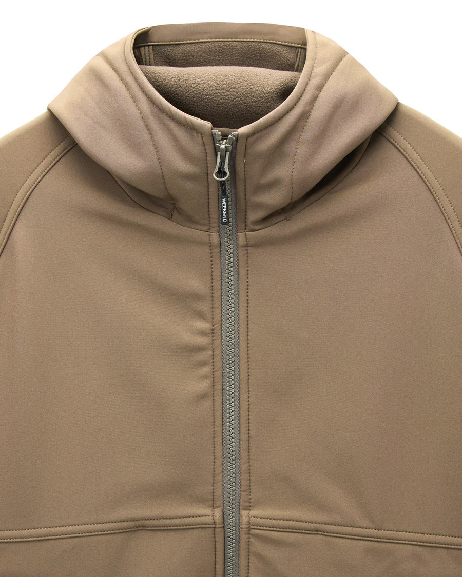 Brown jacket with a zipper on a white background