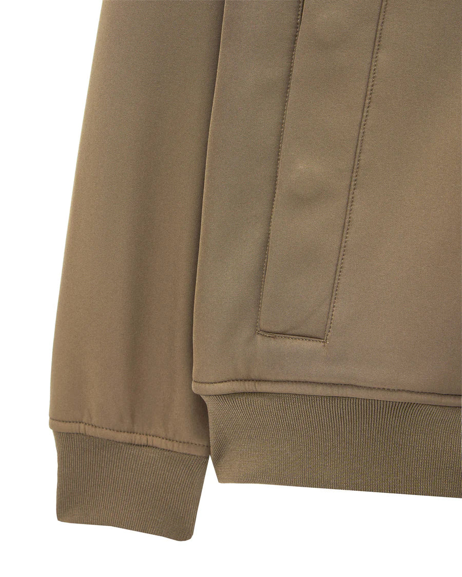 Close-up of a brown sweatshirt with a pocket on a white background