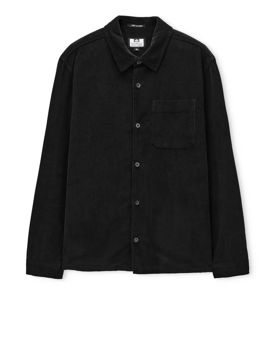 Black shirt with collar and pocket on a white background