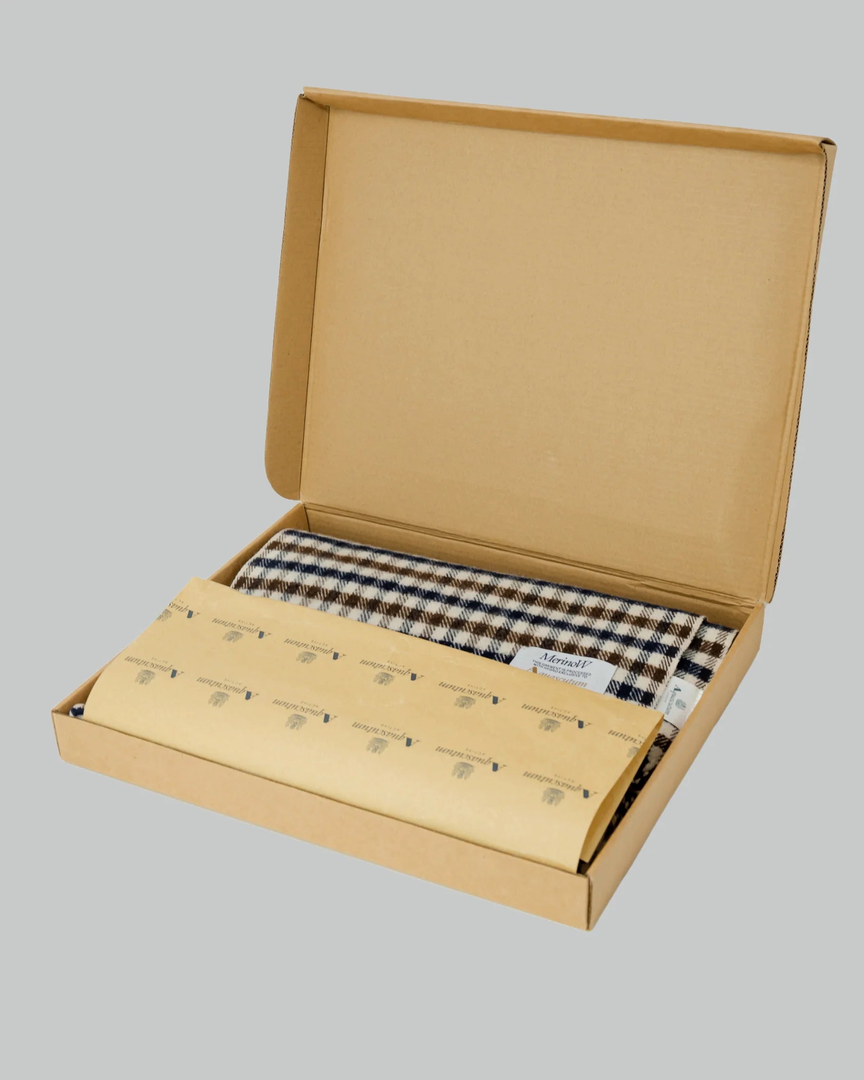 Scarf in a yellow box on a grey background