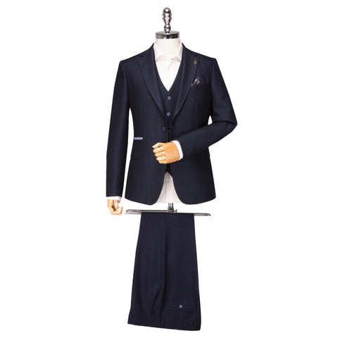 Fratelli Uniti Navy 3pc Suit with Contrast Trim