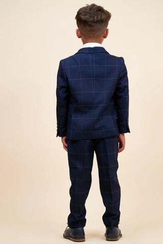 Marc Darcy Edinson - Children's Navy Sky Check Print Three Piece Suit