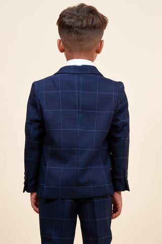 Marc Darcy Edinson - Children's Navy Sky Check Print Three Piece Suit