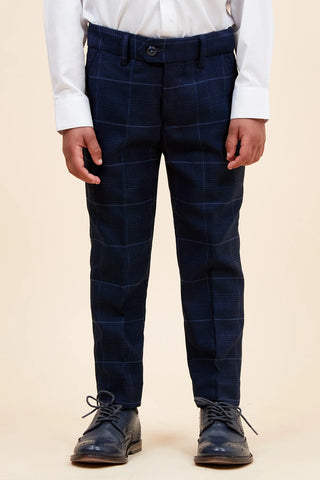 Marc Darcy Edinson - Children's Navy Sky Check Print Three Piece Suit