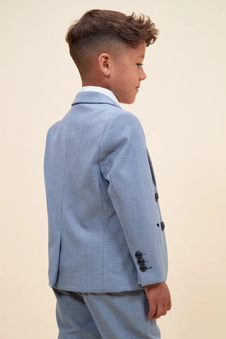 Marc Darcy Bromley - Children's Sky Blue Check Print Three Piece Suit