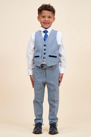 Marc Darcy Bromley - Children's Sky Blue Check Print Three Piece Suit