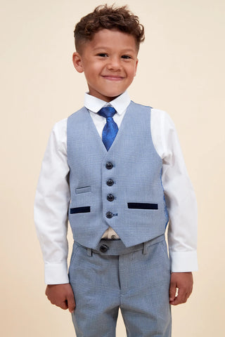 Marc Darcy Bromley - Children's Sky Blue Check Print Three Piece Suit