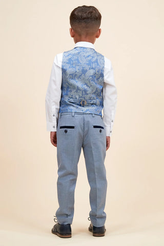 Marc Darcy Bromley - Children's Sky Blue Check Print Three Piece Suit