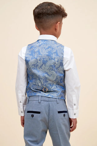 Marc Darcy Bromley - Children's Sky Blue Check Print Three Piece Suit
