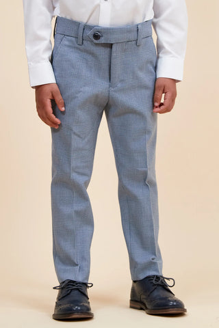 Marc Darcy Bromley - Children's Sky Blue Check Print Three Piece Suit
