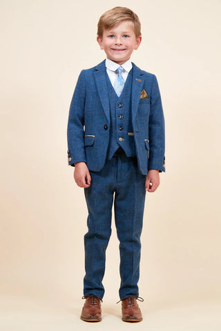 Marc Darcy Dion - Children's Blue Tweed Check Three Piece Suit