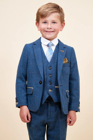 Marc Darcy Dion - Children's Blue Tweed Check Three Piece Suit