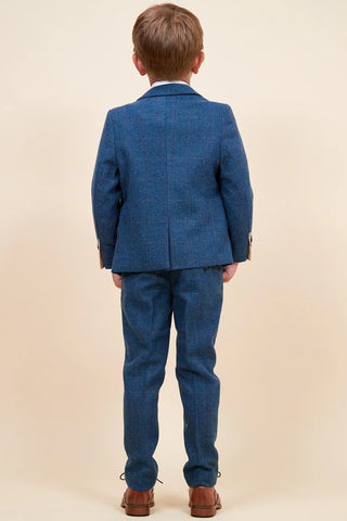 Marc Darcy Dion - Children's Blue Tweed Check Three Piece Suit