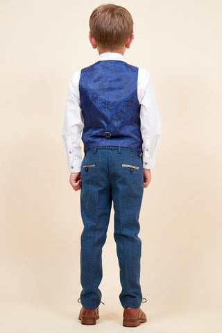 Marc Darcy Dion - Children's Blue Tweed Check Three Piece Suit