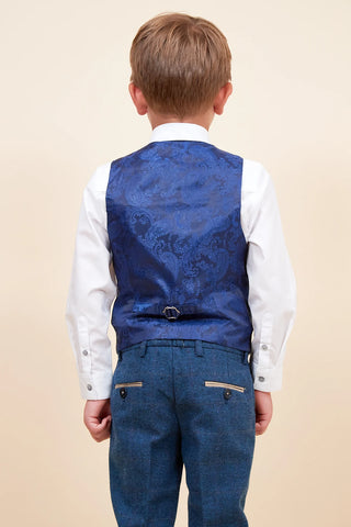 Marc Darcy Dion - Children's Blue Tweed Check Three Piece Suit