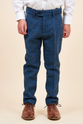 Marc Darcy Dion - Children's Blue Tweed Check Three Piece Suit