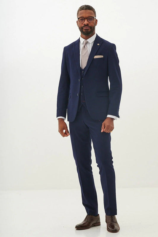 Marc Darcy Bromley Navy Check Three Piece Suit
