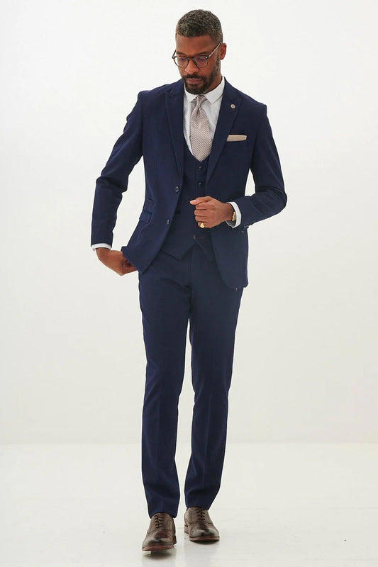 Marc Darcy Bromley Navy Check Three Piece Suit