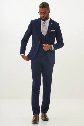Marc Darcy Bromley Navy Check Three Piece Suit