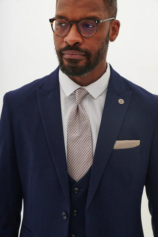 Marc Darcy Bromley Navy Check Three Piece Suit