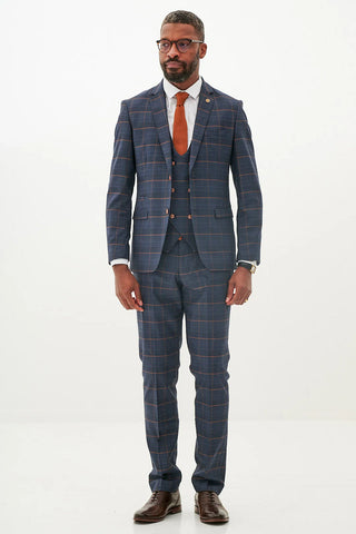 Marc Darcy JENSON - Marine Navy Check Three Piece Suit