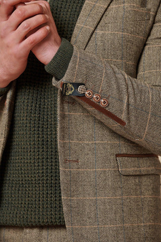 Marc Darcy Ted Tan Tweed Check Two Piece Suit