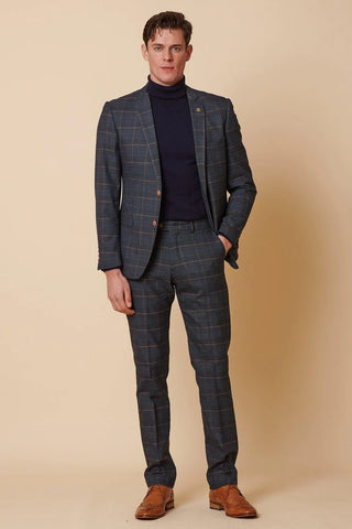 Marc Darcy Jenson Marine Navy Check Two Piece Suit