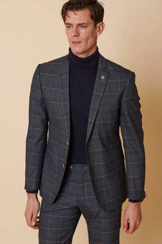 Marc Darcy Jenson Marine Navy Check Two Piece Suit