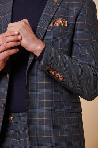 Marc Darcy Jenson Marine Navy Check Two Piece Suit