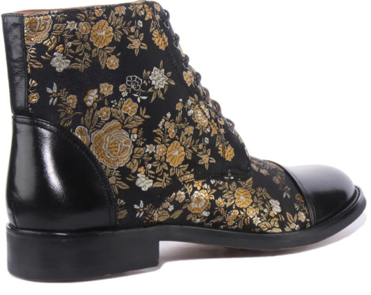 Justin Reess Adam Floral Black Boots