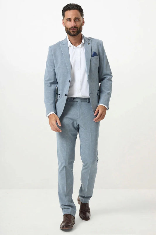 Marc Darcy Bromley Sky Blue Check Two Piece Suit