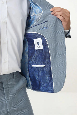 Marc Darcy Bromley Sky Blue Check Two Piece Suit