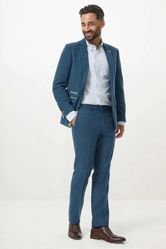 Marc Darcy Dion Blue Tweed Check Two Piece Suit