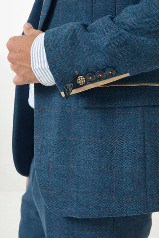 Marc Darcy Dion Blue Tweed Check Two Piece Suit