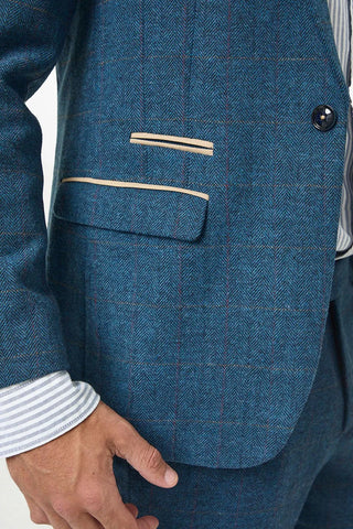 Marc Darcy Dion Blue Tweed Check Two Piece Suit