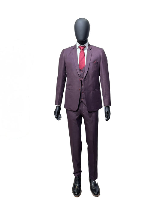 Hidden Hero Three Piece Suit Wine