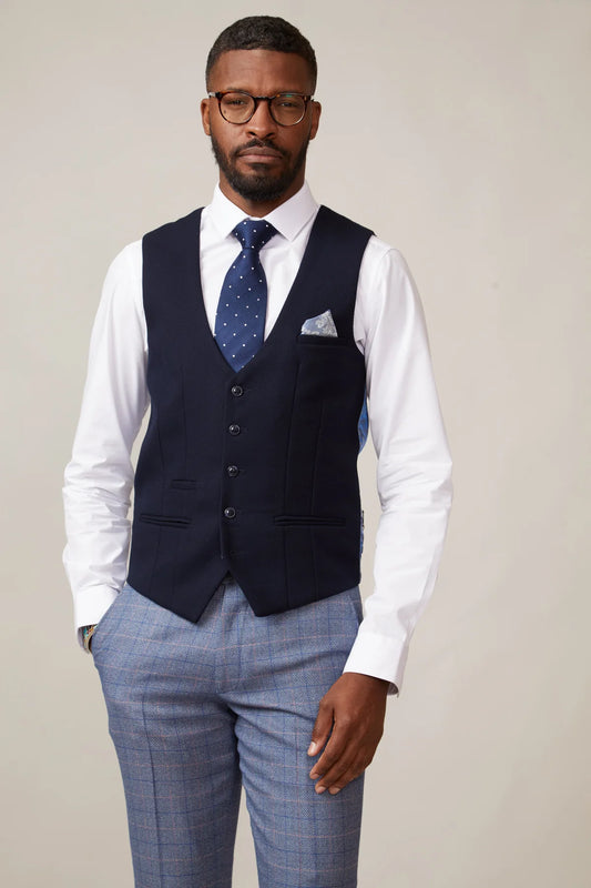 Marc Darcy Kelvin - Navy Single Breasted Waistcoat