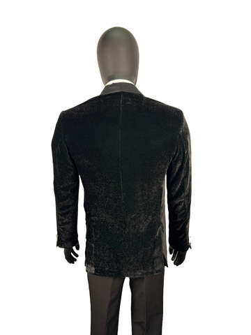 Studio23 Velvet Bottle Green Bling Two Piece Suit With Bow Tie