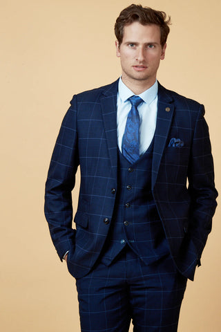 Marc Darcy EDINSON - Navy Sky Check Three Piece Suit