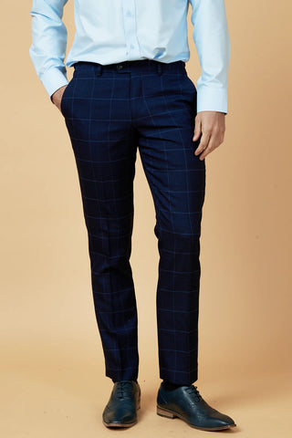 Marc Darcy EDINSON - Navy Sky Check Three Piece Suit