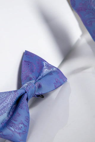 Marc Darcy Paisley - Lilac Paisley Bow Tie and Pocket Square Set