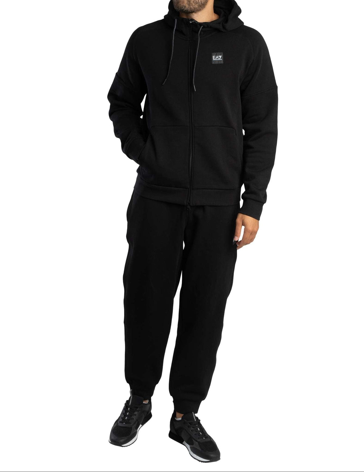 EA7 Visibility Back Logo Zip-Up Tracksuit – Black