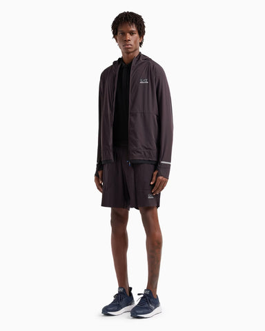 EA7 Dynamic Athlete Zip Up Hoody in VENTUS7 Technical Fabric Black Bean