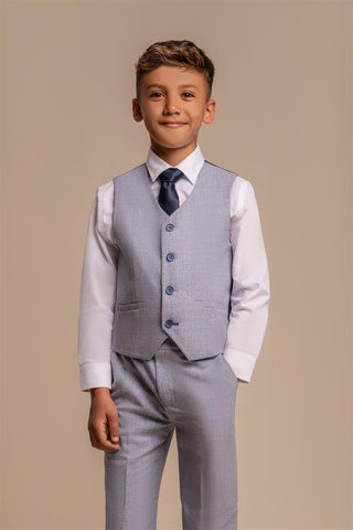 House of Cavani Boys Caridi Sky Three Piece Suit