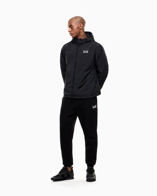EA7 Core Identity Nylon Hooded Jacket – Black